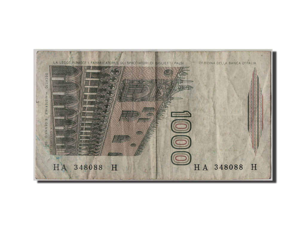 Geldschein, Italien, 1000 Lire, 1982, 1982-01-06, S+