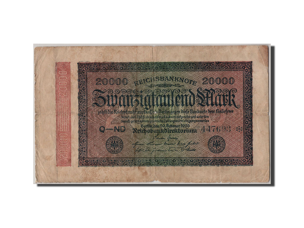 Banconote, Germania, 20,000 Mark, 1923, 1923-02-20, B