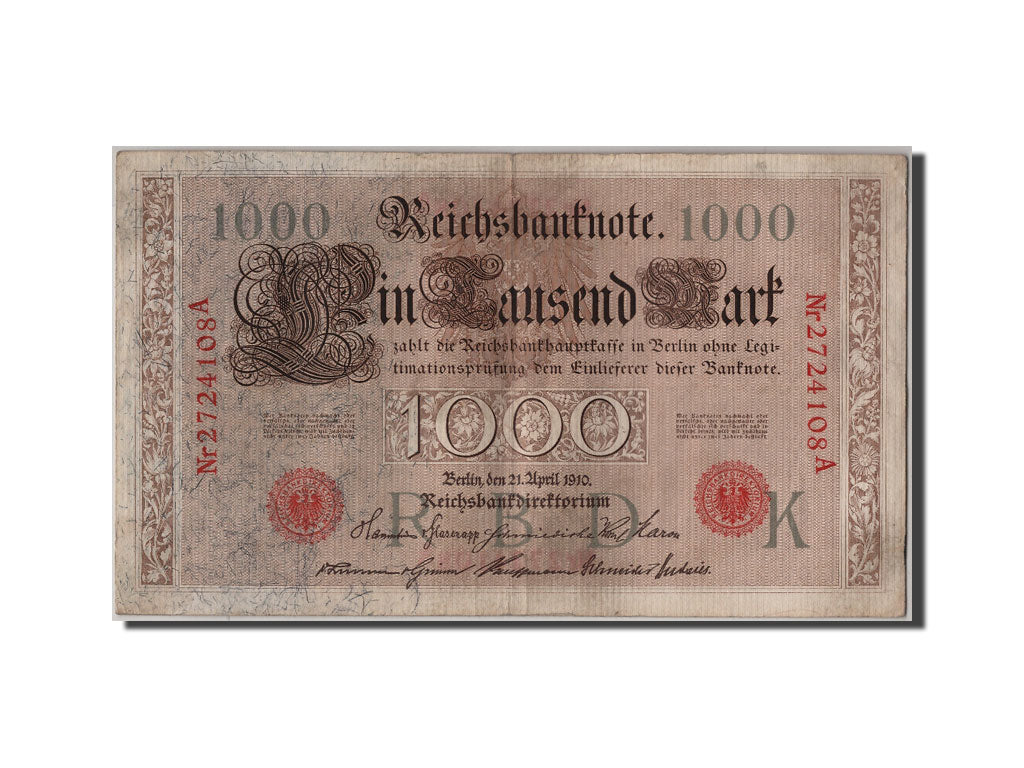 Billete, 1000 Mark, 1910, Alemania, 1910-04-21, MBC