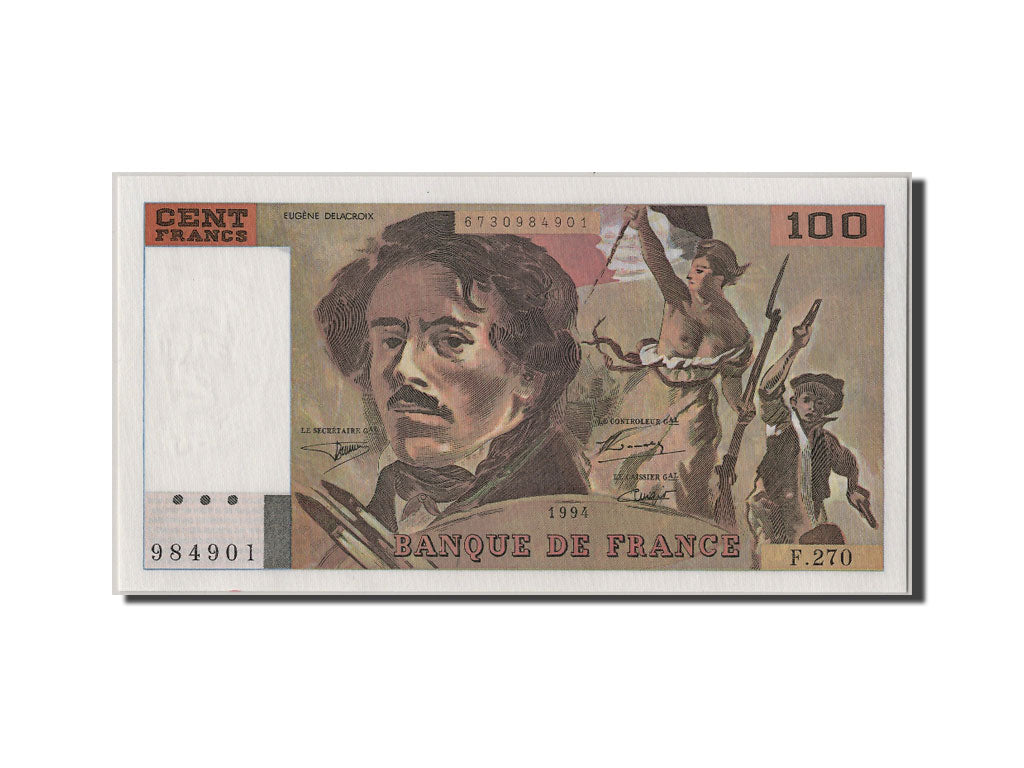 Banknot, Francja, 100 Francs, Delacroix, 1994, UNC(65-70), Fayette:69ter.1b