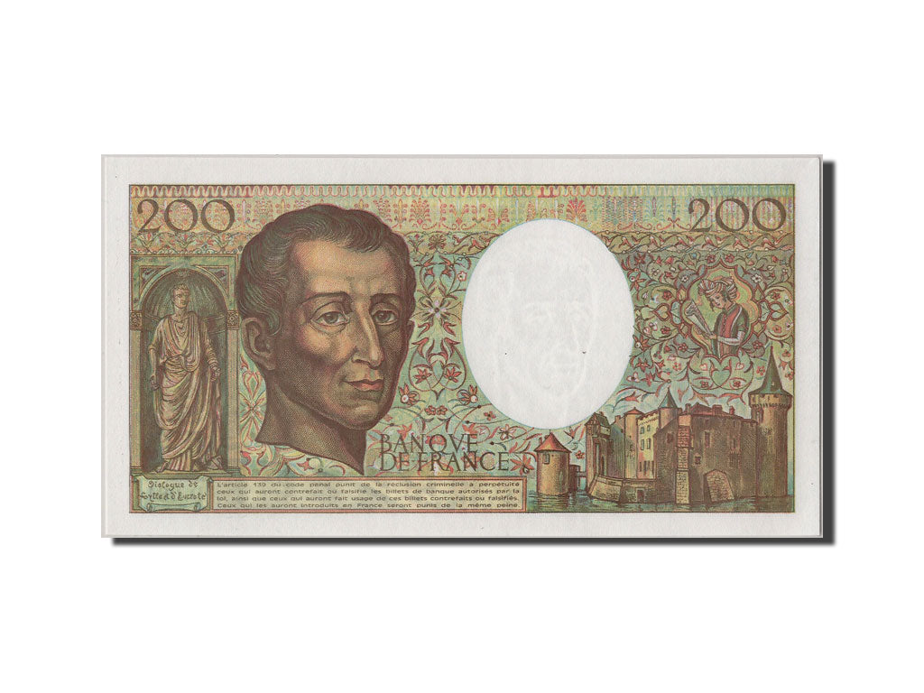 Geldschein, Frankreich, 200 Francs, 200 F 1981-1994 ''Montesquieu'', 1990, UNZ