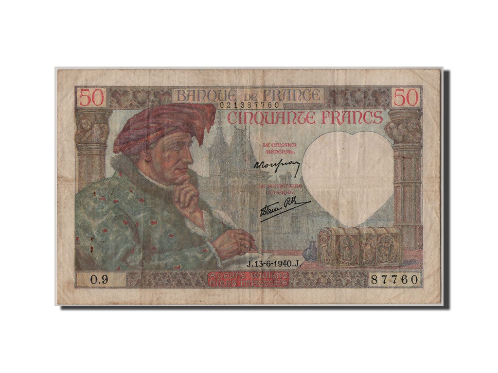 Banconote, Francia, 50 Francs, 50 F 1940-1942 ''Jacques Coeur'', 1940