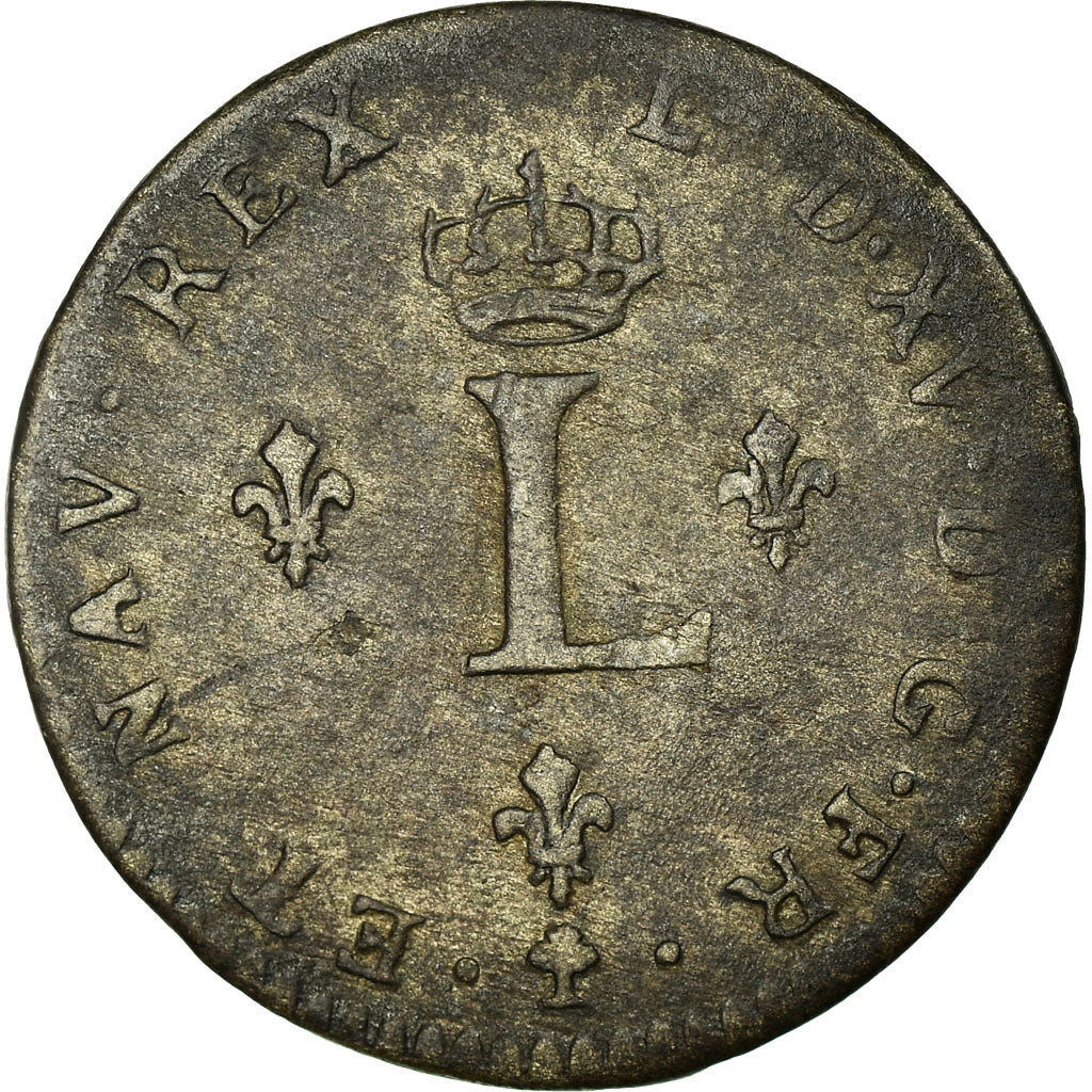 Moneta, Francia, Louis XV, Double sol (2 sous) en billon, 2 Sols, 1740, Troyes