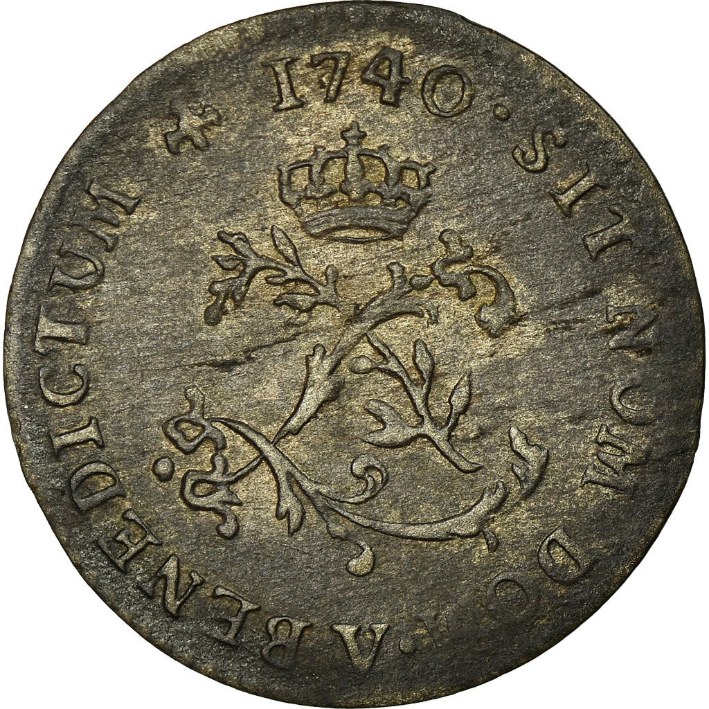 Moneta, Francia, Louis XV, Double sol (2 sous) en billon, 2 Sols, 1740, Troyes