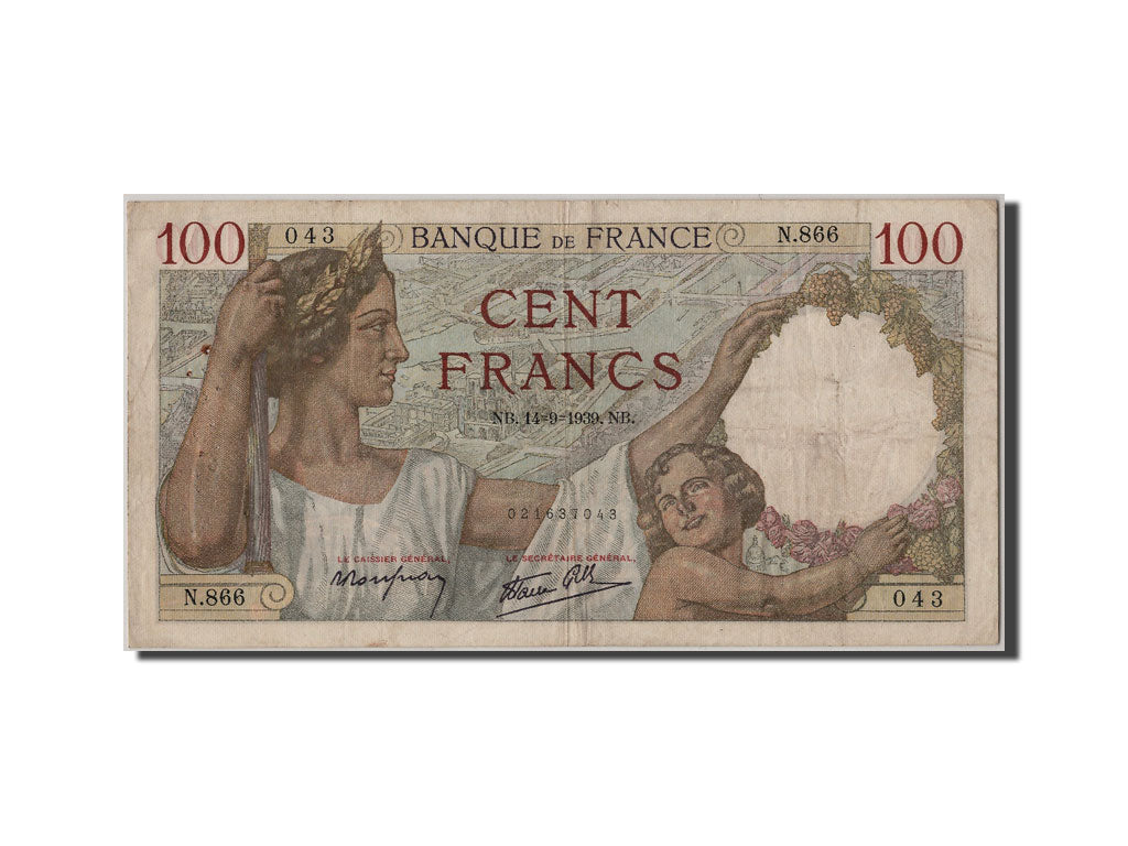 Banknote, France, 100 Francs, 100 F 1939-1942 ''Sully'', 1939, 1939-09-14