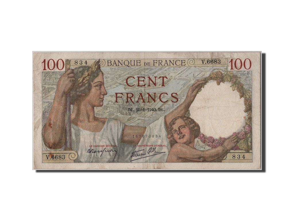Banknote, France, 100 Francs, 100 F 1939-1942 ''Sully'', 1940, 1940-01-25