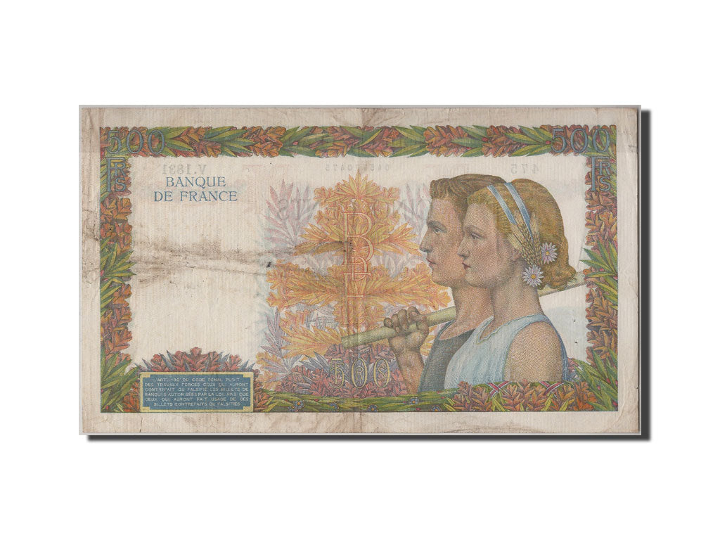 Banknote, France, 500 Francs, 500 F 1940-1944 ''La Paix'', 1941, 1941-01-09