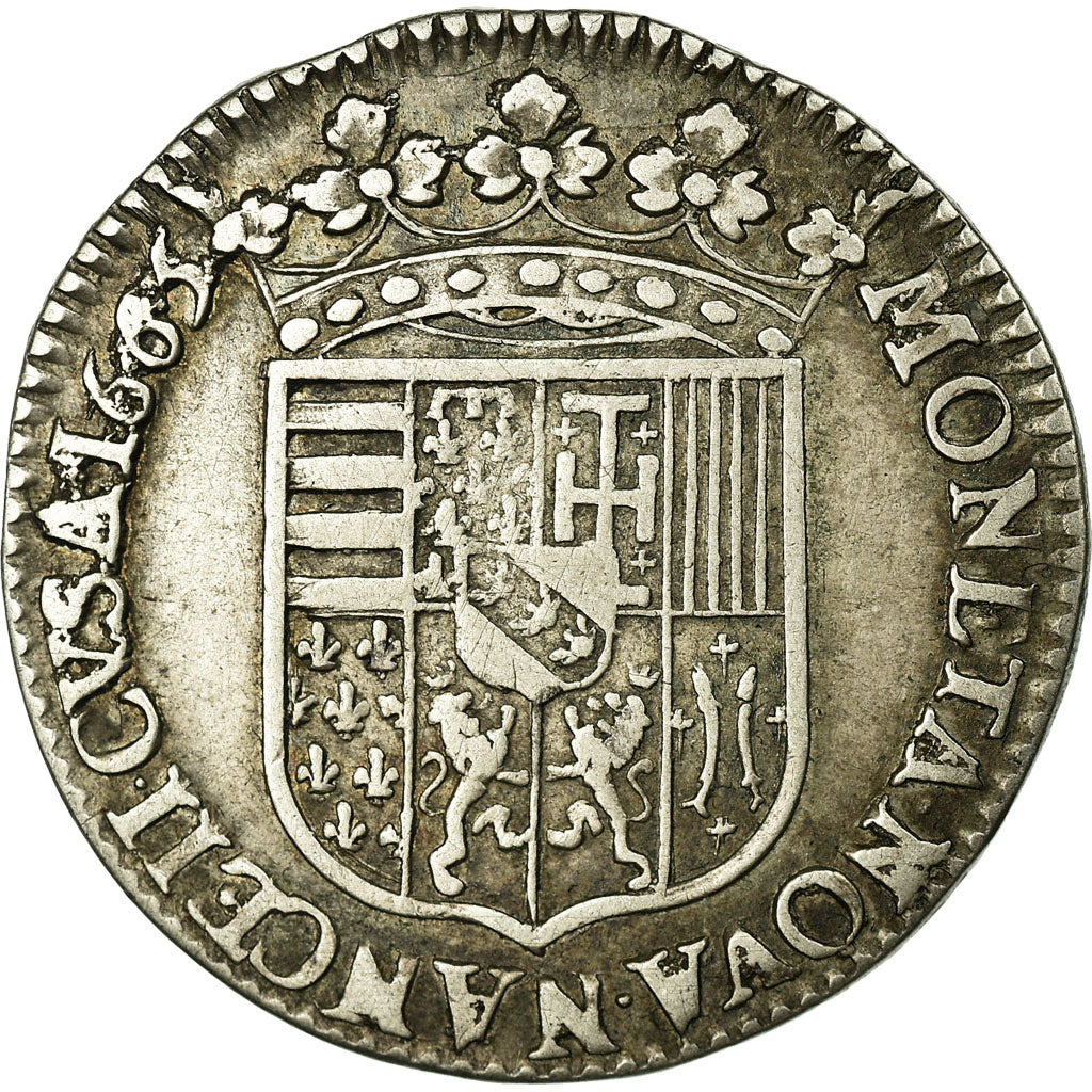 Coin, German States, LORRAINE, Teston, 1665, Nancy, EF(40-45), Silver, Flon:50
