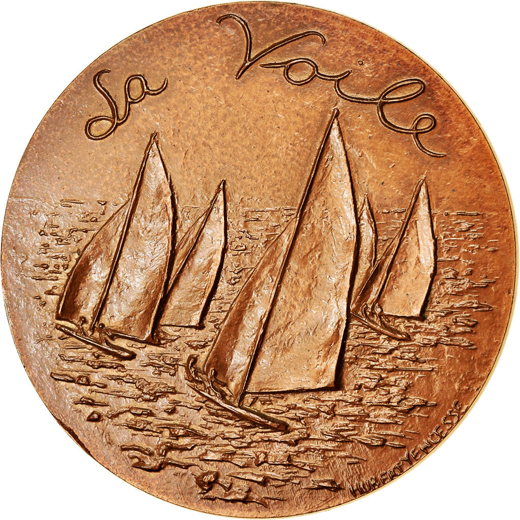 Frankrijk, Medaille, La voile, Sports & leisure, 1980, Hubert Yencesse, UNC-