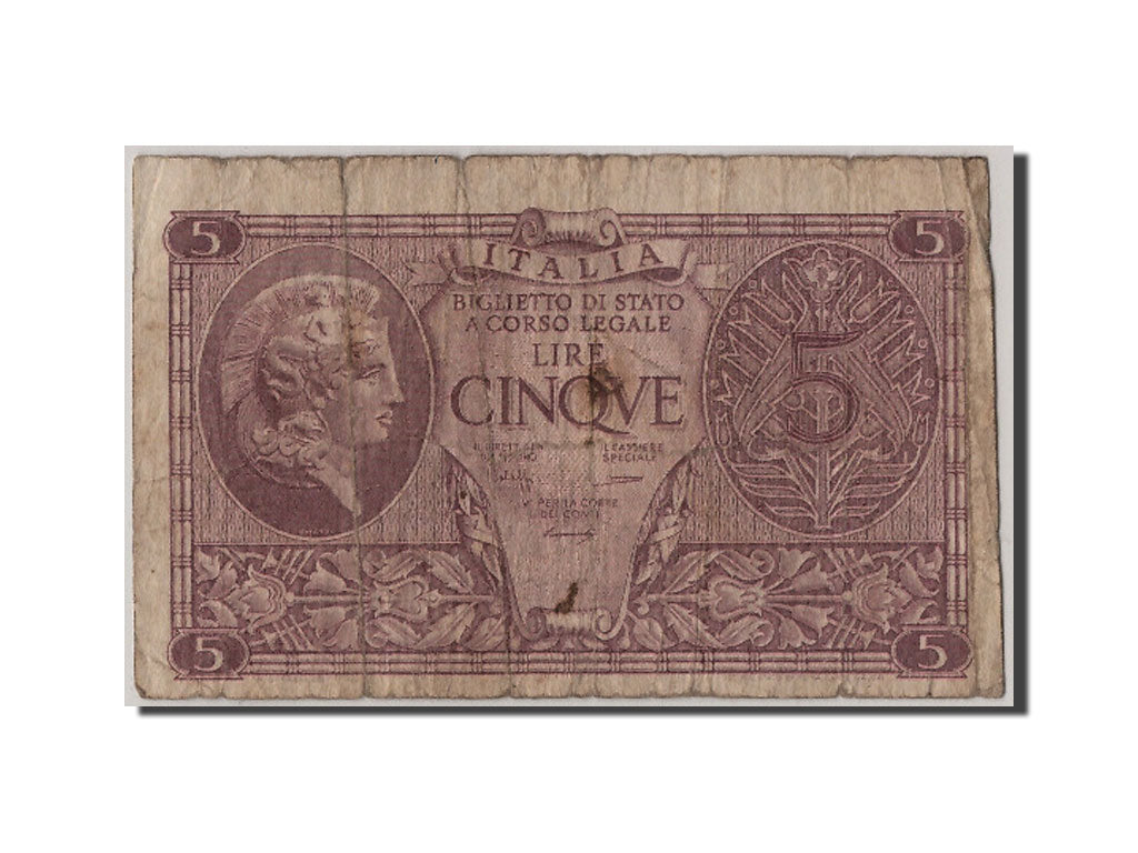 Billete, 5 Lire, 1944, Italia, 1944-11-23, RC+
