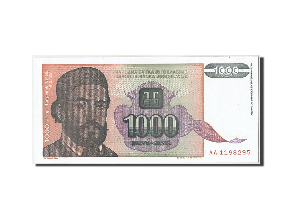 Geldschein, Jugoslawien, 1000 Dinara, 1994, UNZ-