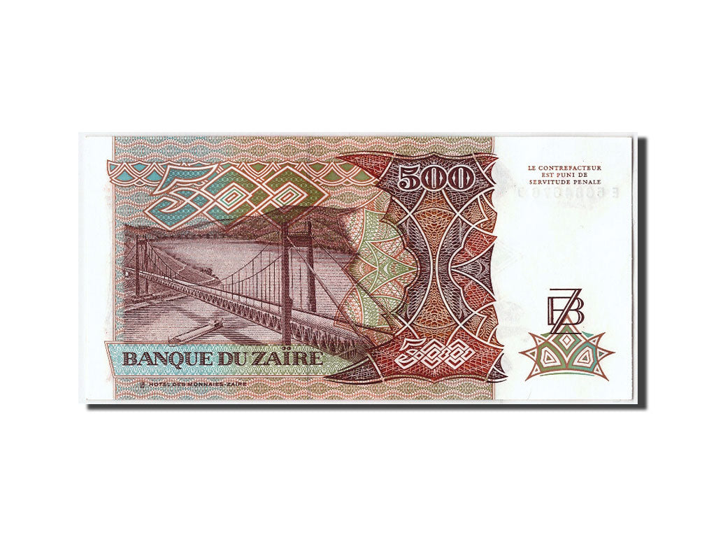 Banknote, Zaire, 500 Zaïres, 1989, 1989-06-24, UNC(65-70)