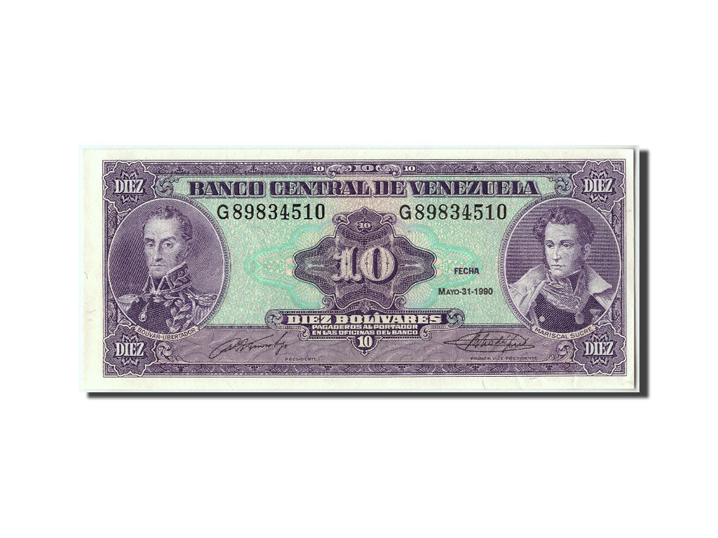Geldschein, Venezuela, 10 Bolívares, 1990, 1990-05-31, UNZ-