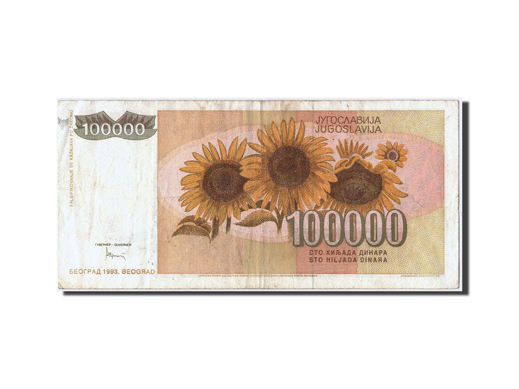 Billet, Yougoslavie, 100,000 Dinara, 1993, TB+