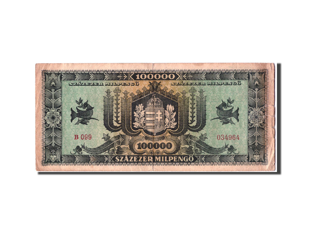Billet, Hongrie, 100,000 Milpengö, 1946, 1946-04-29, B+