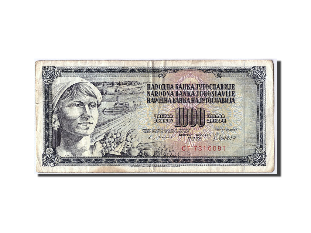 Billet, Yougoslavie, 1000 Dinara, 1981, 1981-11-04, TB