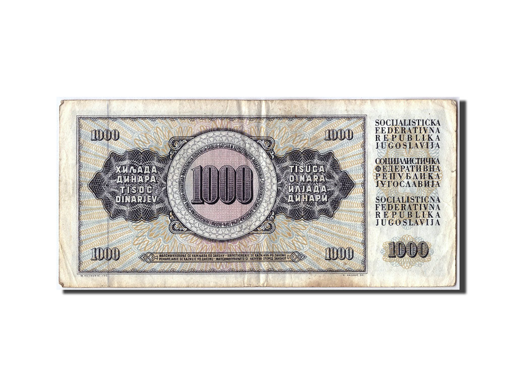 Billet, Yougoslavie, 1000 Dinara, 1981, 1981-11-04, TB