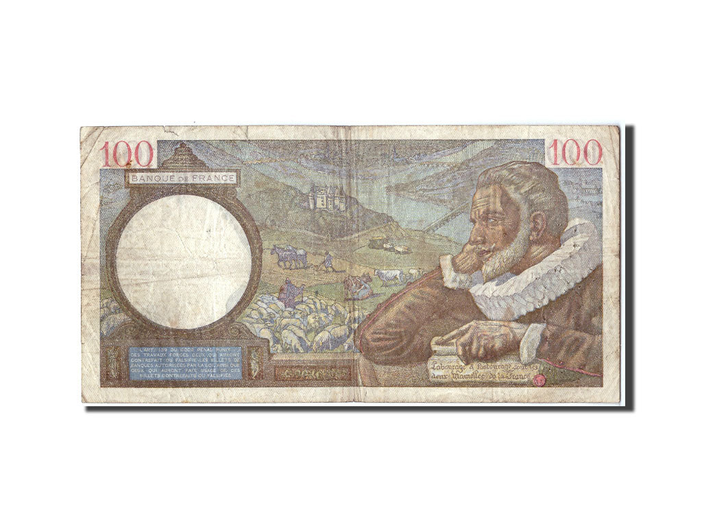 Banknote, France, 100 Francs, 100 F 1939-1942 ''Sully'', 1940, 1940-08-08