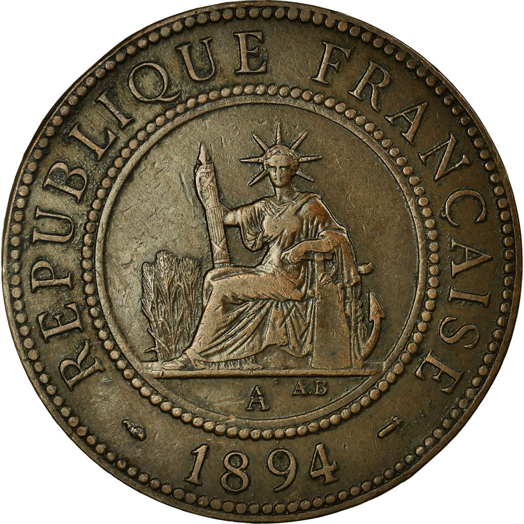 Coin, French Indochina, Cent, 1894, Paris, AU(50-53), Bronze, Lecompte:45