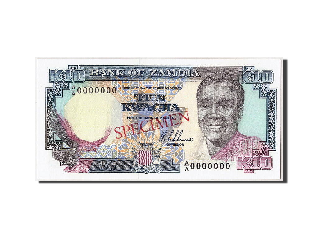 Billet, Zambie, 10 Kwacha, NEUF