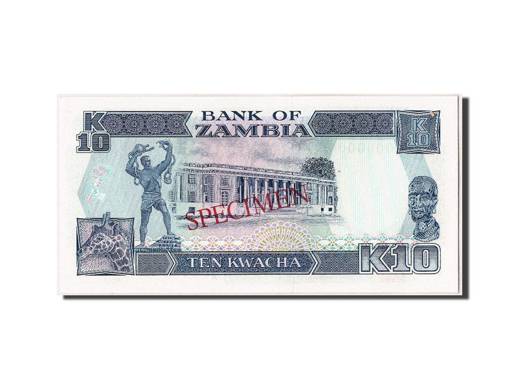 Billet, Zambie, 10 Kwacha, NEUF