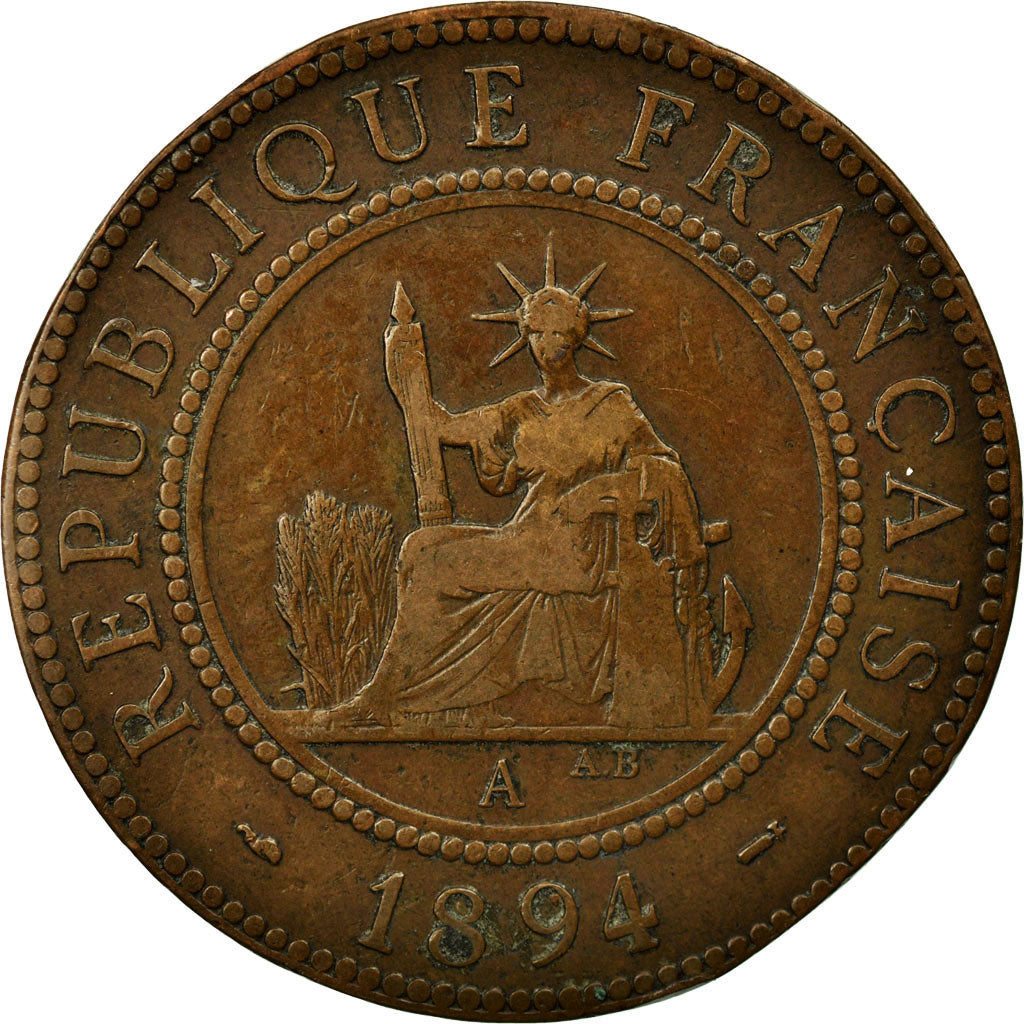 Coin, French Indochina, Cent, 1894, Paris, VF(20-25), Bronze, Lecompte:45
