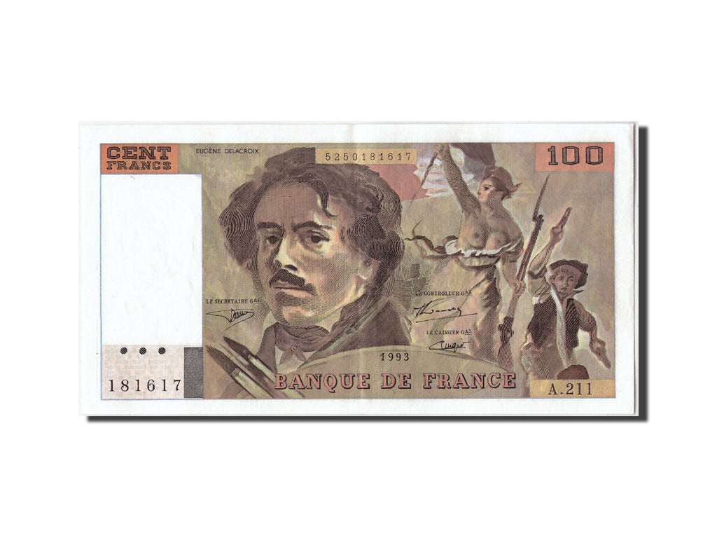 Billete, Francia, 100 Francs, 100 F 1978-1995 ''Delacroix'', 1993, MBC+