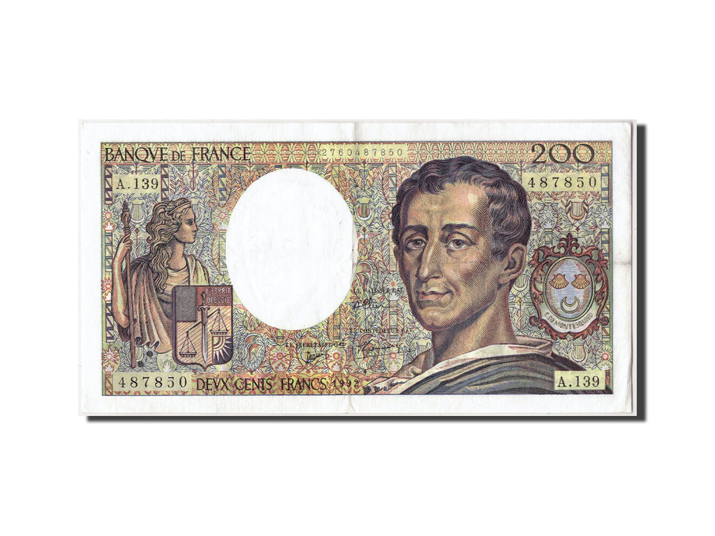 Banconote, Francia, 200 Francs, 200 F 1981-1994 ''Montesquieu'', 1992, BB