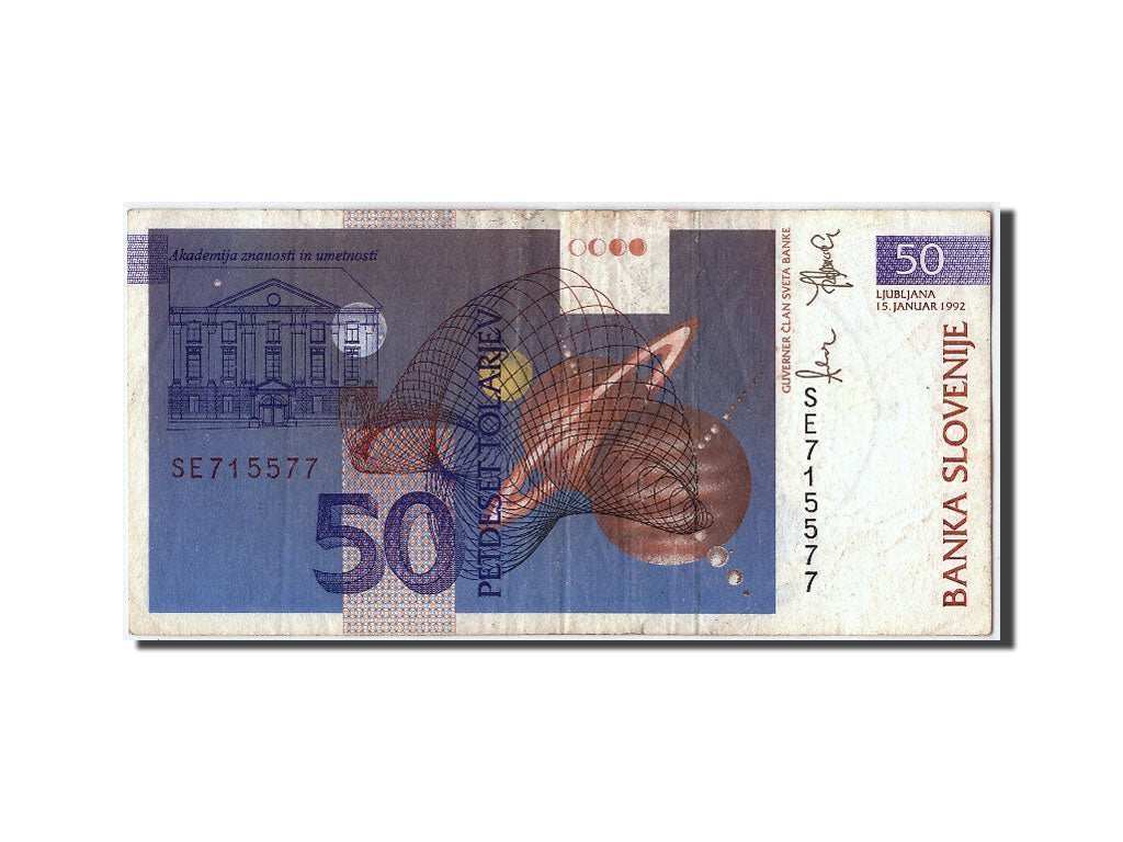 Banknote, Slovenia, 50 Tolarjev, 1992, 1992-01-15, EF(40-45)
