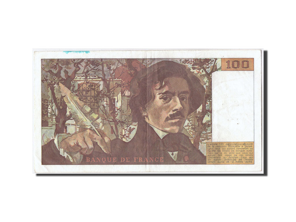 Banknot, Francja, 100 Francs, Delacroix, 1983, EF(40-45), Fayette:69.7, KM:154b