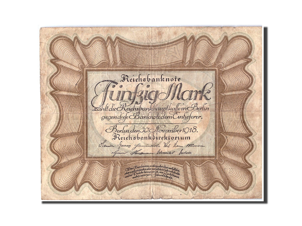 Billet, Allemagne, 50 Mark, 1918, 1918-11-30, B+