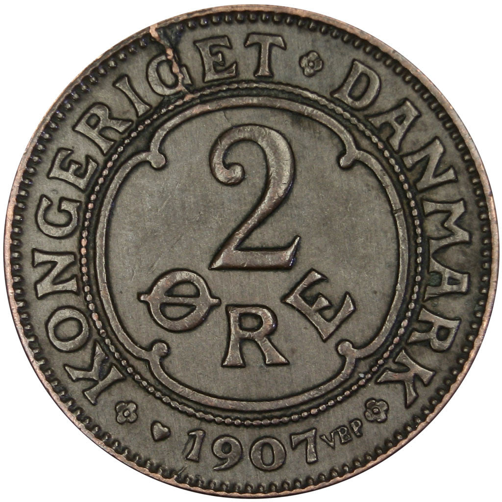 Coin, Denmark, Frederik VIII, 2 Öre, 1907, Copenhagen, AU(50-53), Bronze
