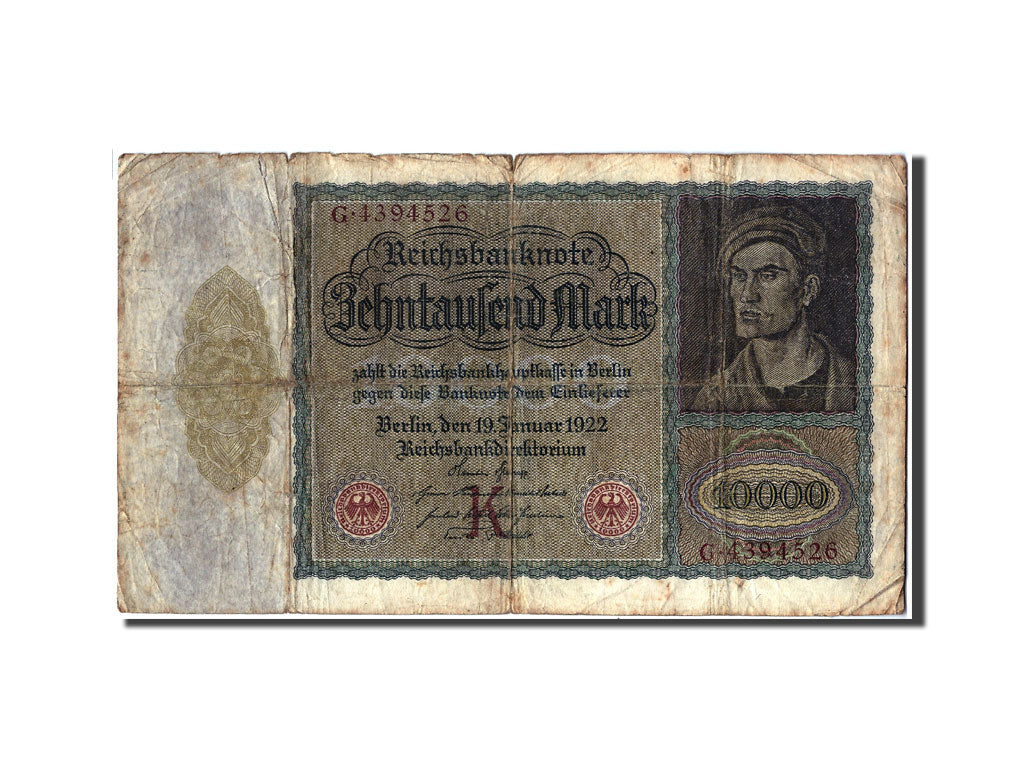 Billete, 10,000 Mark, 1922, Alemania, 1922-01-19, RC