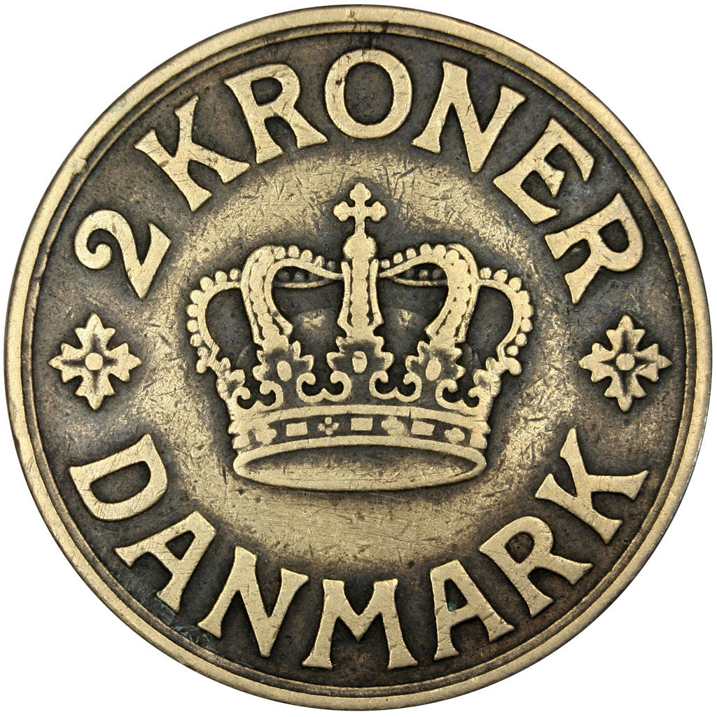 Moneta, Danimarca, Christian X, 2 Kroner, 1925, BB, Alluminio-bronzo, KM:825.1