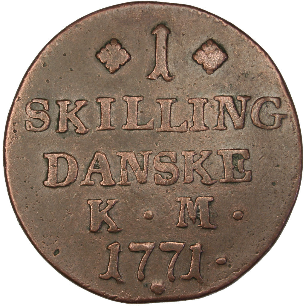 Coin, Denmark, Christian VII, Skilling, 1771, EF(40-45), Copper, KM:616.1
