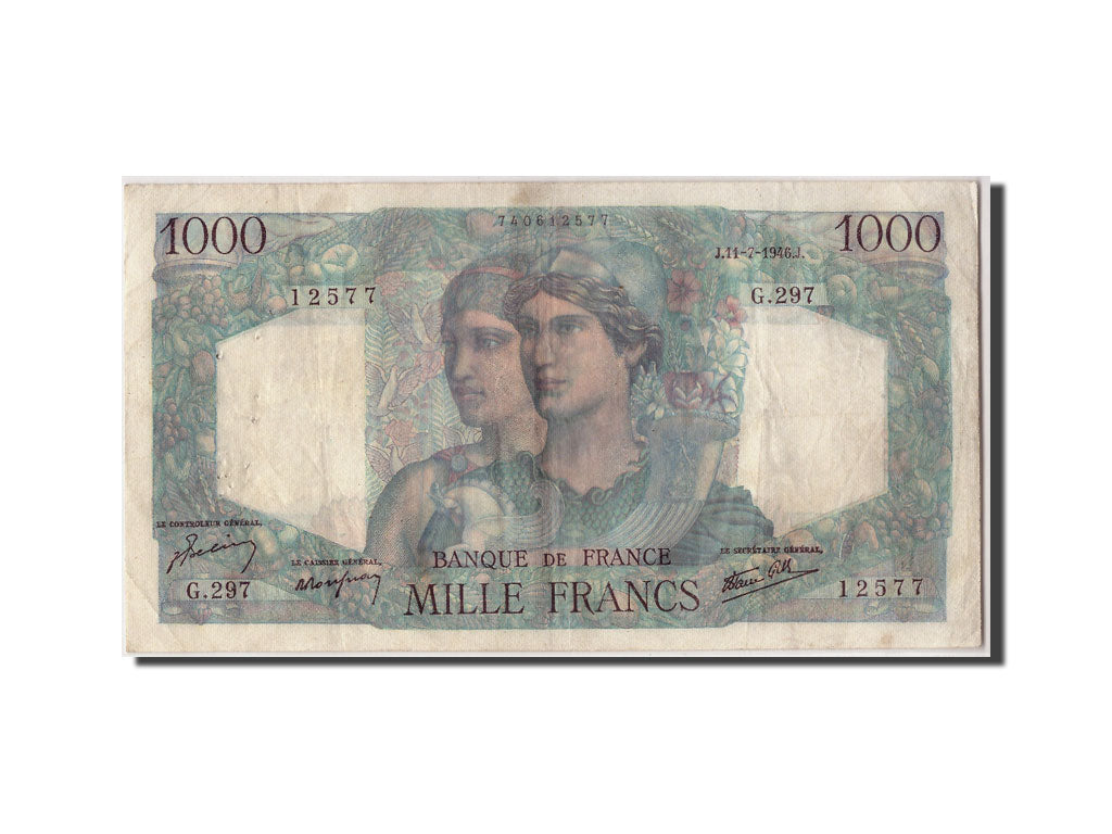 Banconote, Francia, 1000 Francs, 1 000 F 1945-1950 ''Minerve et Hercule'', 1946