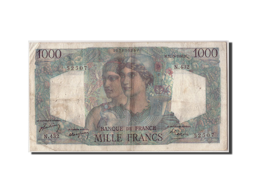 Banconote, Francia, 1000 Francs, 1 000 F 1945-1950 ''Minerve et Hercule'', 1948