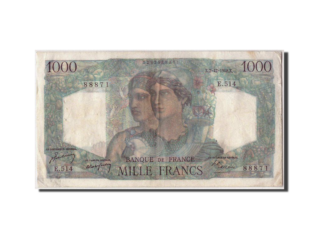 Banconote, Francia, 1000 Francs, 1 000 F 1945-1950 ''Minerve et Hercule'', 1948