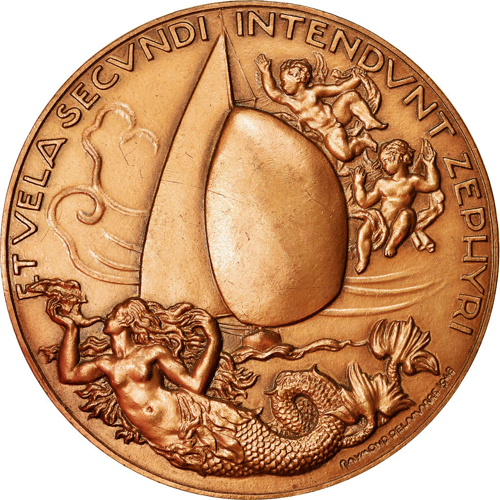 Francia, medalla, Yachting, Sirènes, Anges, Shipping, 1976, Delamarre, SC