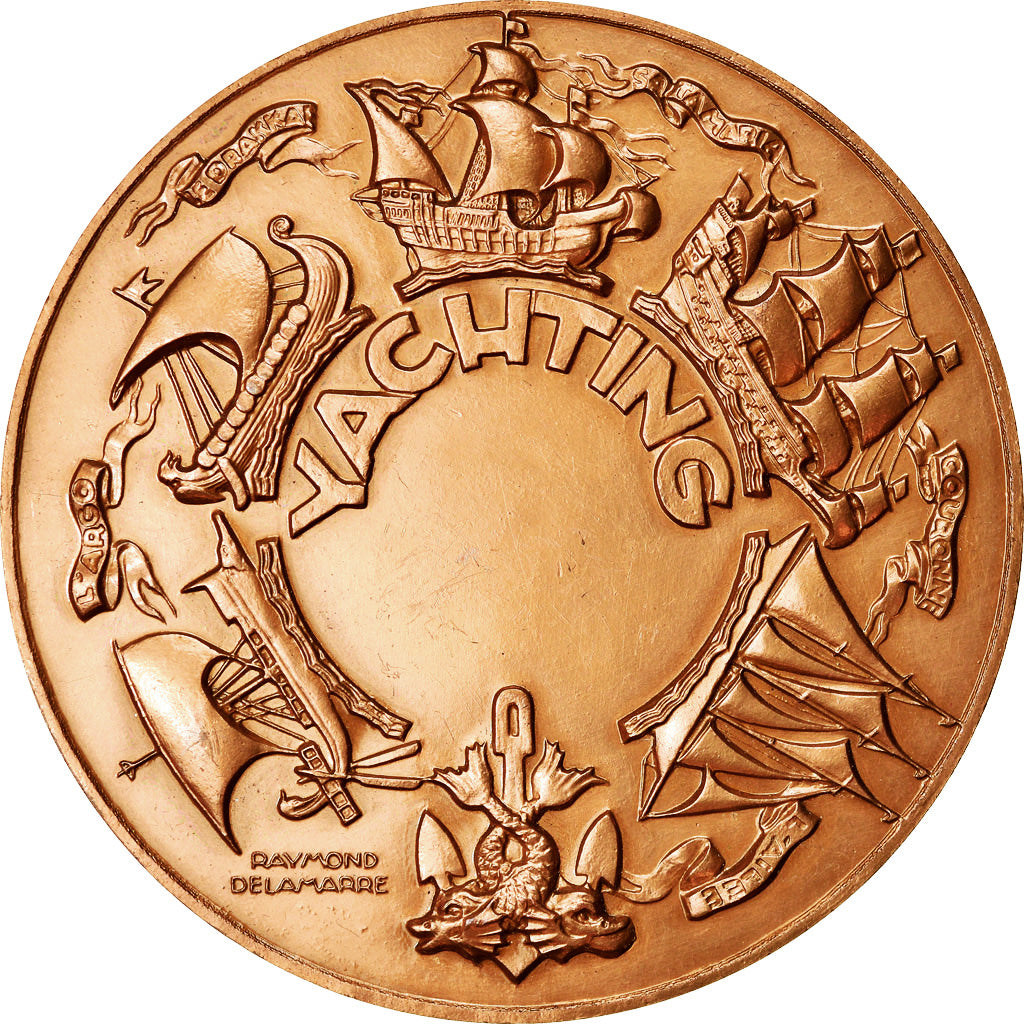Francia, medalla, Yachting, Sirènes, Anges, Shipping, 1976, Delamarre, SC