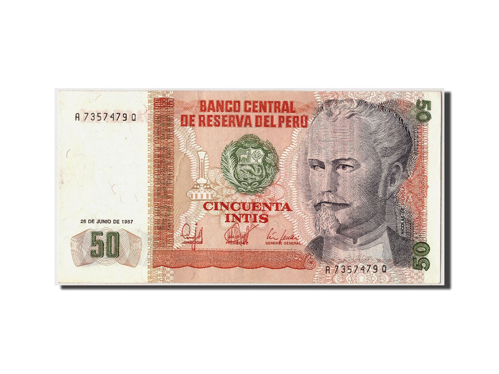 Geldschein, Peru, 50 Intis, 1987, 1987-06-26, VZ+