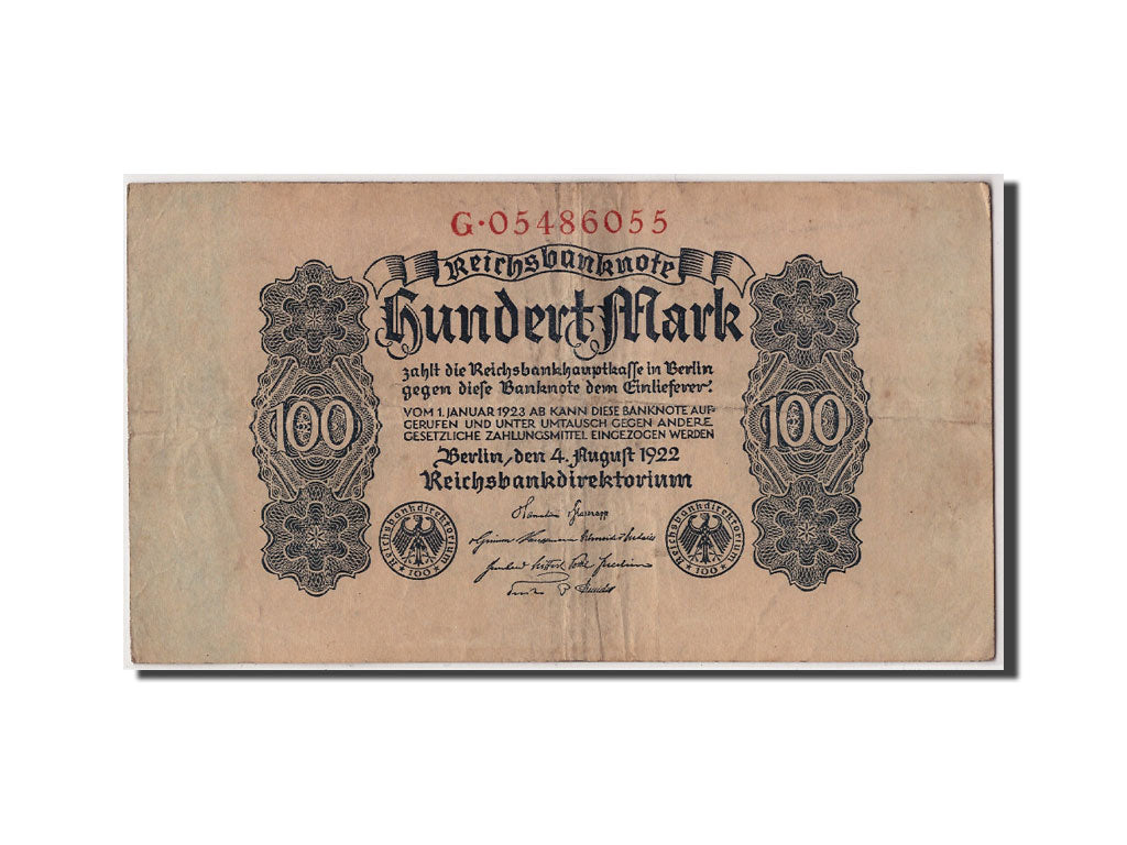 Billet, Allemagne, 100 Mark, 1922, 1922-08-04, TB+