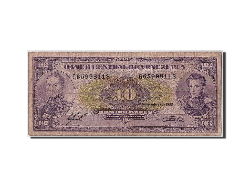 Geldschein, Venezuela, 10 Bolívares, 1988, 1988-11-03, SGE+