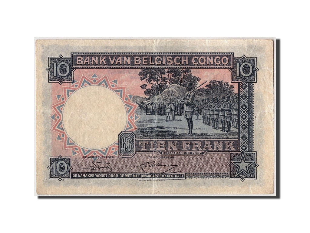 Banconote, Congo belga, 10 Francs, 1952, 1952-03-14, SPL-