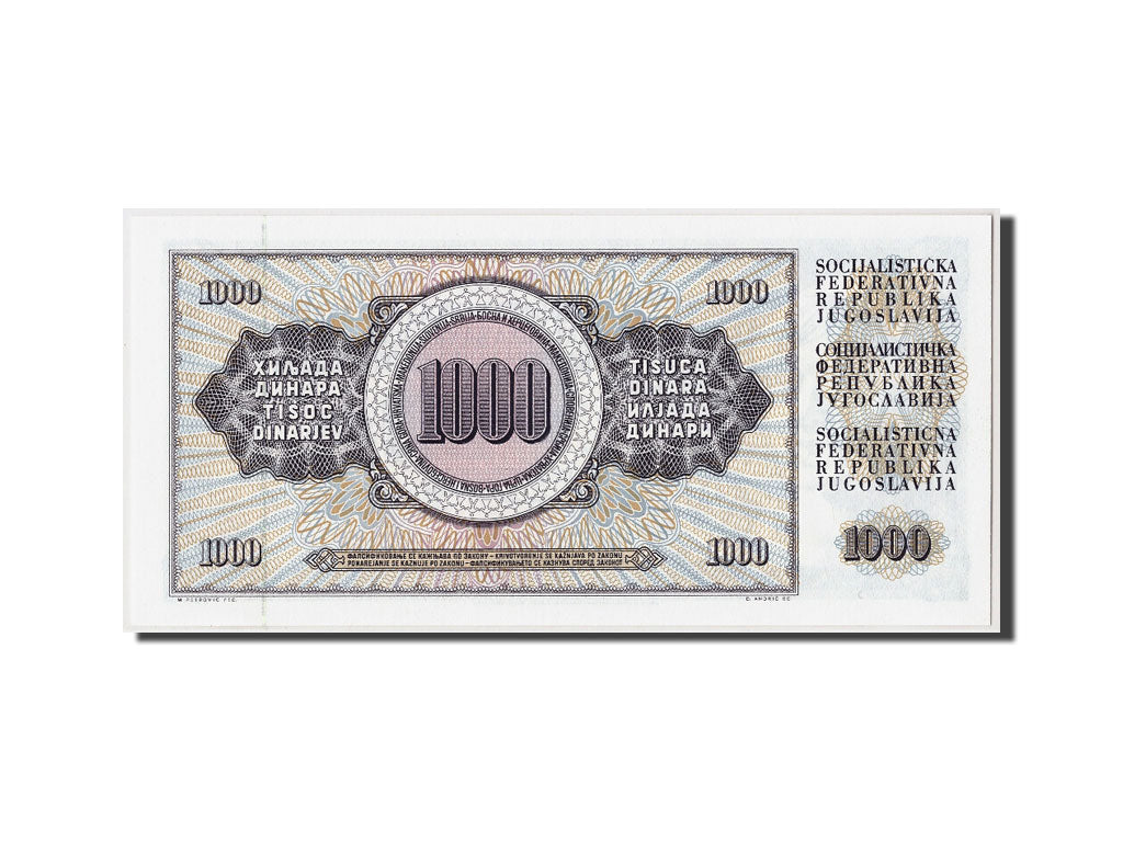 Billet, Yougoslavie, 1000 Dinara, 1978, 1978-11-04, NEUF