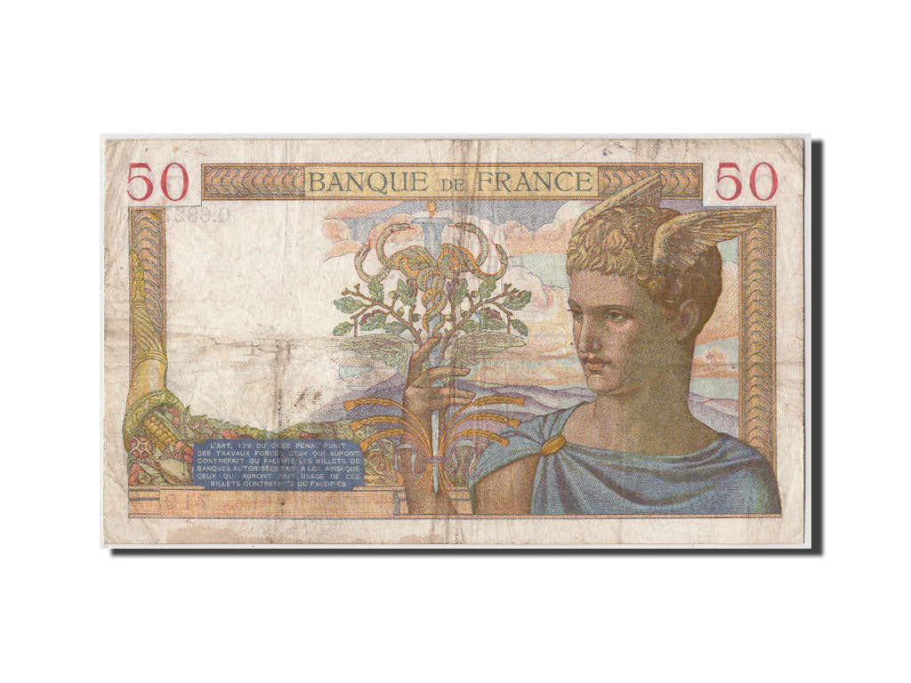 Banknote, France, 50 Francs, 50 F 1934-1940 ''Cérès'', 1937, 1937-08-26