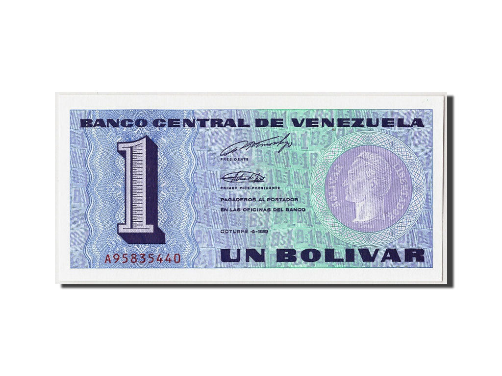 Biljet, Venezuela, 1 Bolivar, 1989, 1989-10-05, NIEUW
