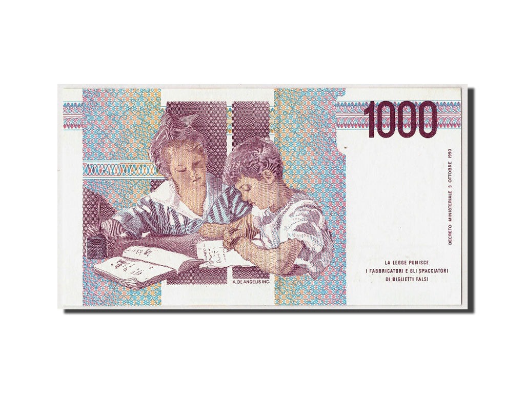 Banconote, Italia, 1000 Lire, 1990, FDS