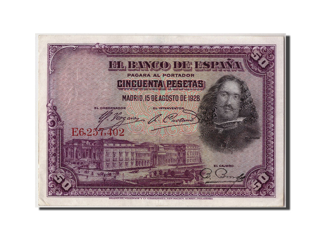 Geldschein, Spanien, 50 Pesetas, 1928, 1928-08-15, VZ+
