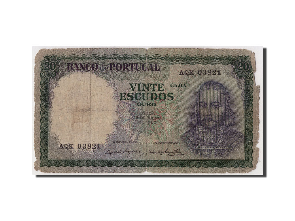 Banconote, Portogallo, 20 Escudos, 1960, 1960-07-26, B